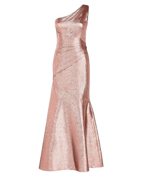 THEIA Lamé One shoulder Gown in Pink Lyst