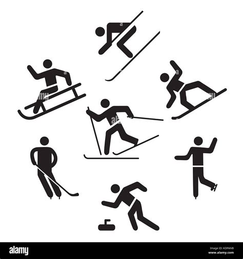 Pictogramme De Sports D Hiver Le Patinage Sur Glace Ski Image