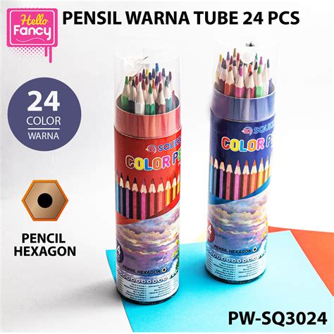 Pensil Warna Tube Squeezy 1 Set 24 Warna Serutan Color Pencil 24