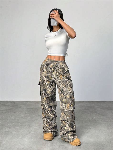 Coolane Women S Winter Streetwear Hip Hop Trendy Camo Athletic Wide Leg