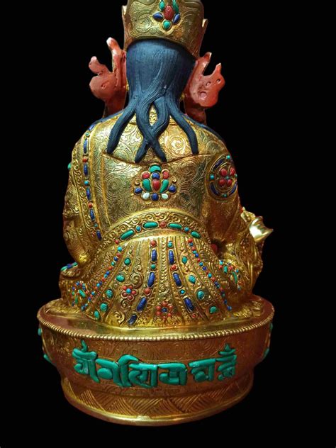 Buddhist Handmade Statue Of Padmasambhava Guru Rimpoche Full Gold