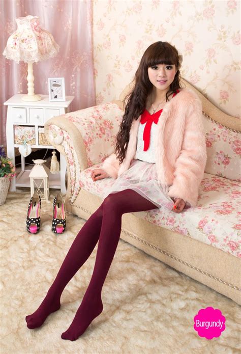 Violet foncé Collants colorés pour femmes Lingerie Sexy Lolita couleur bonbon bas mode