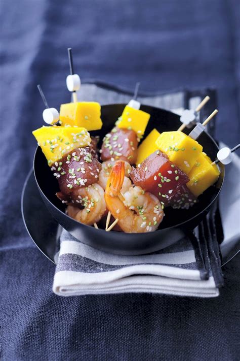 Brochettes Ap Ritives De Thon Rouge Crevette Et Mangue Recette Cuisine