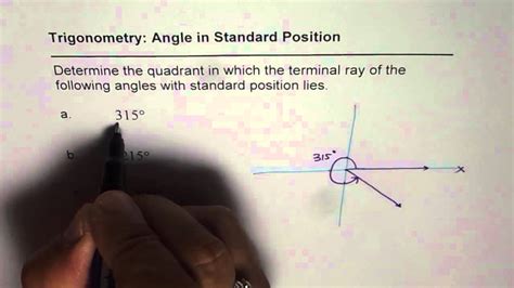 Determine Quadrant In Which Terminal Ray Lies For Angle In Standard