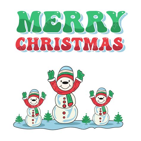 Merry Christmas Text With Snowman Vector Merry Christmas Snowman