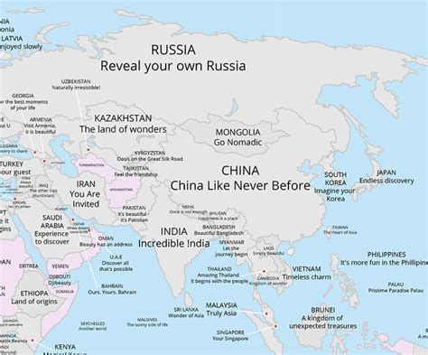 Map Reveals Every Countrys Tourism Slogan Tourism Map Slogan