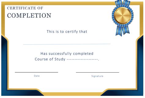 Certificate Of Completion Templates Free Report Templates