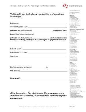 Ausf Llbar Online Vollmacht Zur Abholung Von Rztlichen Sonstigen