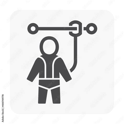 Safety Harness Vector Icon That Uniform Or Tool With Rope Or Cable Is