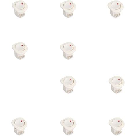 Emuca Lot de 10 interrupteurs à encastrer D21x21 Plastique Blanc