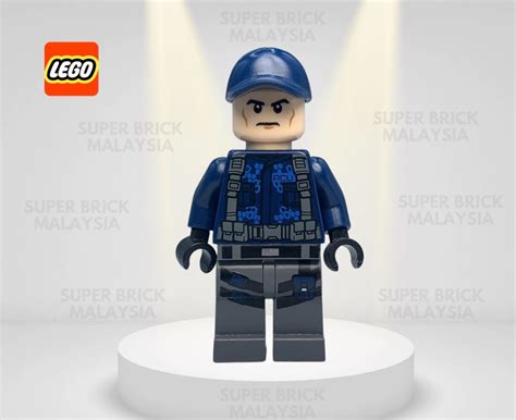 Acu Trooper Jw 010 Male Dark Blue Cap Light Nougat Head Sand Blue Body Armor Vest Lego