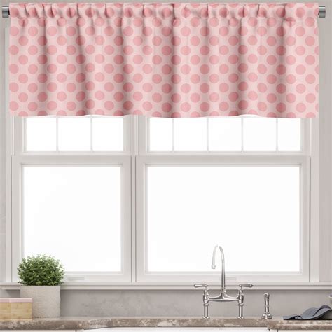 Ambesonne Pink Polka Dots Window Valance Spots Plain 42 X 12 Pale Pink And Rose