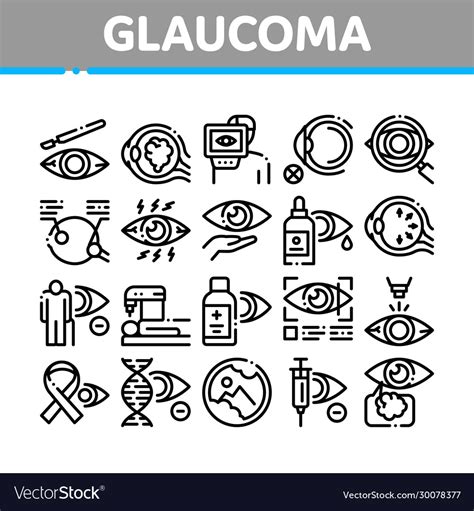 Glaucoma Ophthalmology Collection Icons Set Vector Image