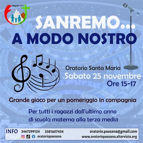 Sanremo A Modo Nostro Oratorio Paesana