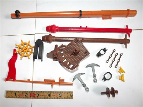 Playmobil Pirate Ship Geobra Ship Mast Pole Anchor Crows Nest Steering