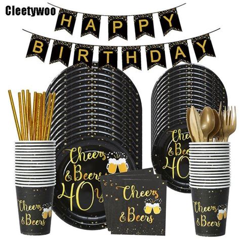 Cheer 40 Year Old Happy Birthday Cake Flag Decor 40 Year 40th Birthday