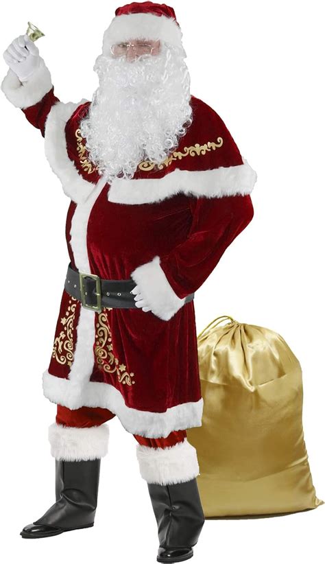 Halfjuly Mens Santa Costume Set Christmas 12pcs Deluxe