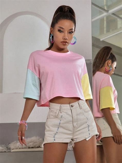 Pin By Collection Ivoire On Tee Shirts Couleur Block Color Block Top