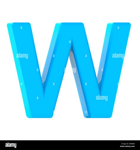 3d Left Leaning Light Blue Letter W 3d Rendering Graphic Isolated