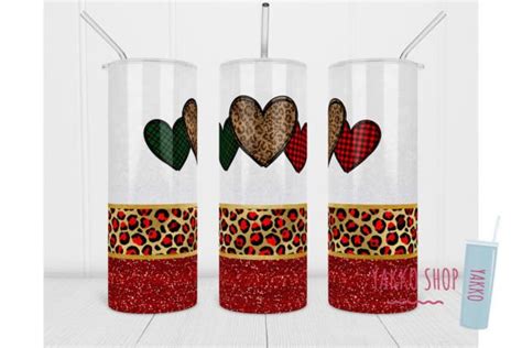 20oz Valentine Tumbler Heart Glitter Graphic By Yakkodesign Creative