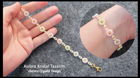 Papatya bileklik yapımı Dainty daisy bracelet making with pearls