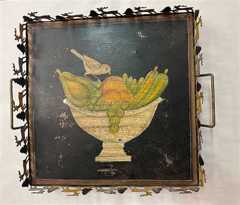 Mid 19th Century Metal Toleware Reindeer Tray The Depot Antique Ga