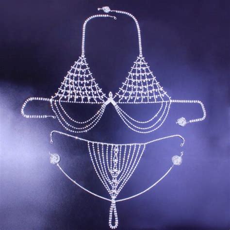 Sexy Rhinestones Body Cha Nightclubs Grid Catwalk Bikini Chest Necklace Female Body Chain