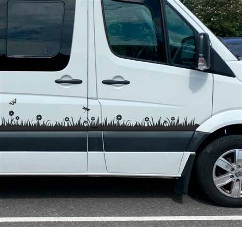 Pretty Vw Crafter Camper Flower Decal Scene Graphic Side Stripe Decal