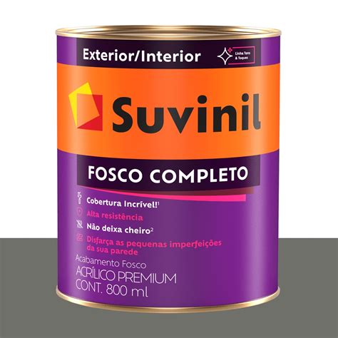 Tinta Acrílica Fosca Suvinil Cinza Asfalto 800 ml Loja Online SA Tintas