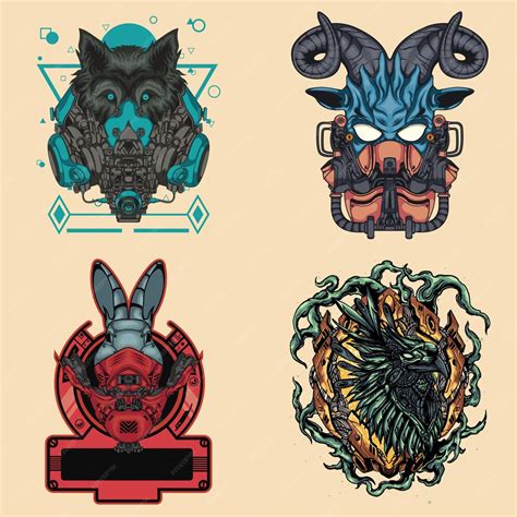 Premium Vector | Cyborg animals set