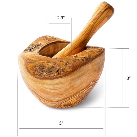 Rustic Olive Wood Mortar and Pestle Set - Forest Decor