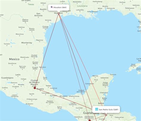 All Flight Routes From San Pedro Sula To Houston Sap To Iah Flight