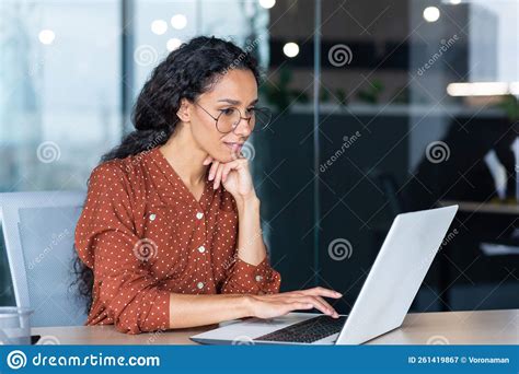 Successful Indian Woman Developer Programmer Working Inside Modern