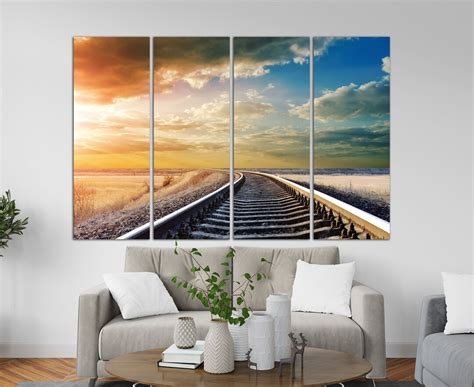 Railroad Wall Art Landscape Painting Road Trip Minimalist Art Trains