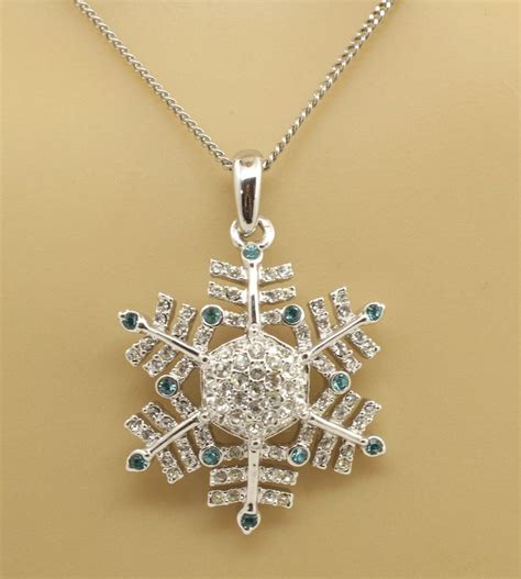 Joan Rivers Snowflake Necklace Pendant Swarovski Crystals Christmas