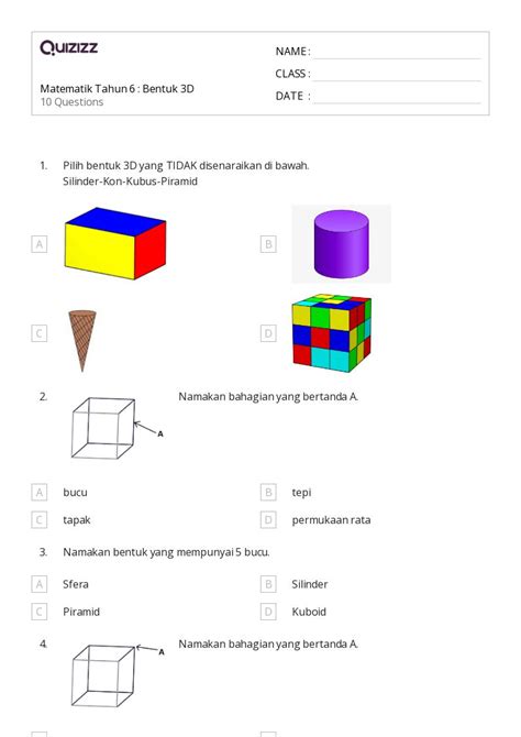 50 Lembar Kerja Bentuk 3d Untuk Kelas 6 Di Quizizz Gratis And Dapat Dicetak