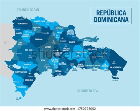 Republica Dominicana Mapa Político De La República Dominicana Ilustración Detallada De