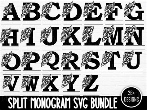 Split Monogram Svg Split Monogram Frame Alphabet Last Name Etsy