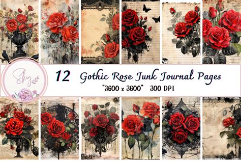 Gothic Rose Junk Journal Pages Graphic By Skye Design · Creative Fabrica