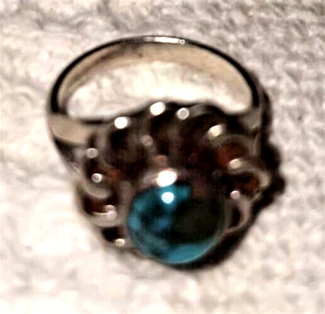 Navaho Indian Jewelry Turquoise Sterling Silver Ring Sz Weighs