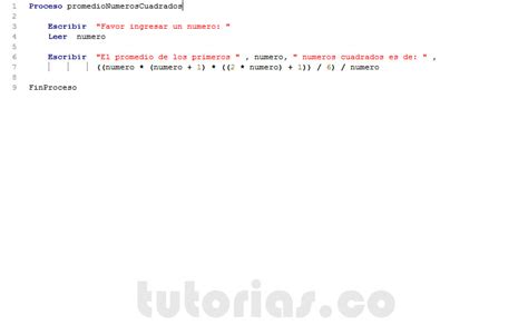 operadores pSeint promedio de números cuadrados Tutorias co