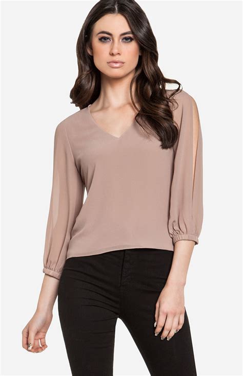 Split Sleeve Blouse In Mauve Dailylook