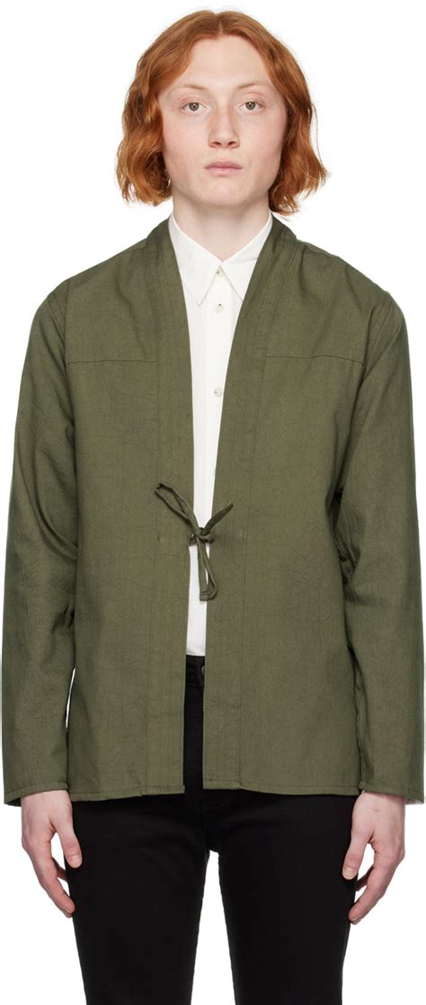 Naked Famous Denim Ssense Uk Exclusive Green Kimono Shirt Ssense