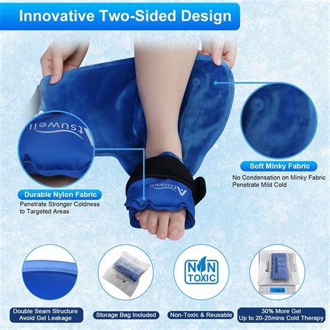 Atsuwell Ankle Ice Pack Wrap For Injuries Reusable Gel Foot Cold Pack