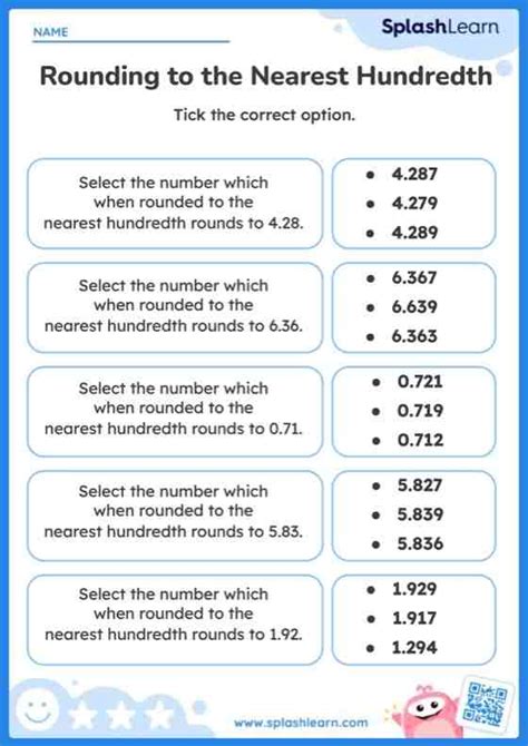 Round Decimals To The Nearest Hundredth And Select The Correct Number