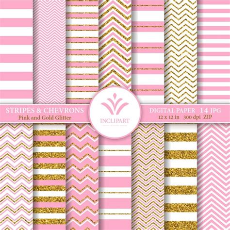 Pink And Gold Chevron Background