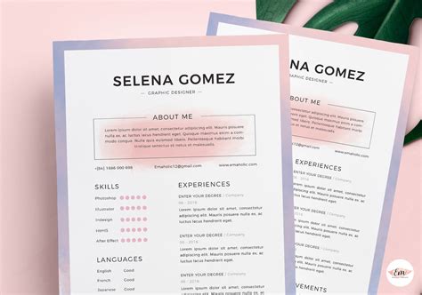 Watercolor Resume Template By Emaholic Templates Thehungryjpeg