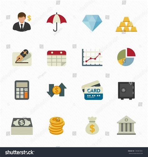 Finance Icons With White Background Stock Vector Illustration 140381851 ...