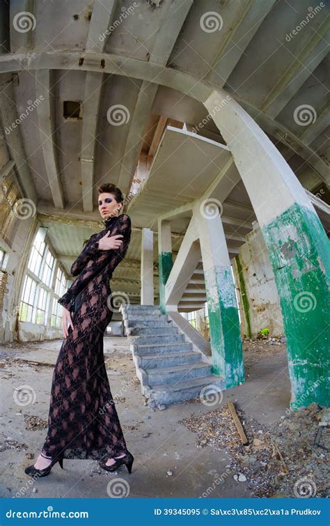 Fashion Model Posing In Abandoned Building Stock Image Image Of Girl Elegant 39345095