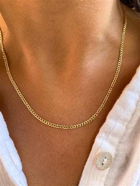 14k Solid Gold Curb Chain 14k Gold Chains 25mm Curb Chain Etsy